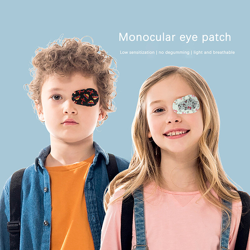 แผ่นปิดตาแบบมีกาวน่ารัก10ชิ้นแผ่นปิดตาสำหรับเด็กแก้ตาเหล่เพื่อป้องกันดวงตาปลอดเชื้อ