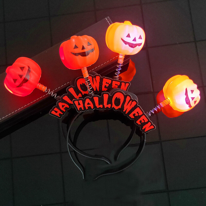 Halloween Led Hair Bands Pumpkin Ghost Witch Skull Devil Hair Hoop Photo Props Festival Dress Up Christmas Party Decor Supplies