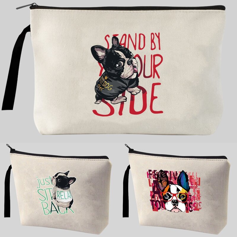 Женская косметичка на ремешке с собакой, дорожный портативный органайзер для косметики, сумочка для туалетных принадлежностей, органайзер для косметических принадлежностей