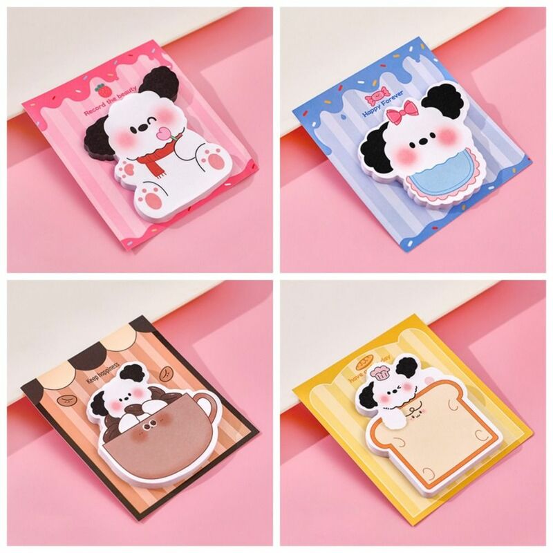 5 pcs/bag Creative Puppy Dog Memo Pad Kawaii Stickiness Cartoon Animals Notepad Tearable Multifunction Bookmark Label