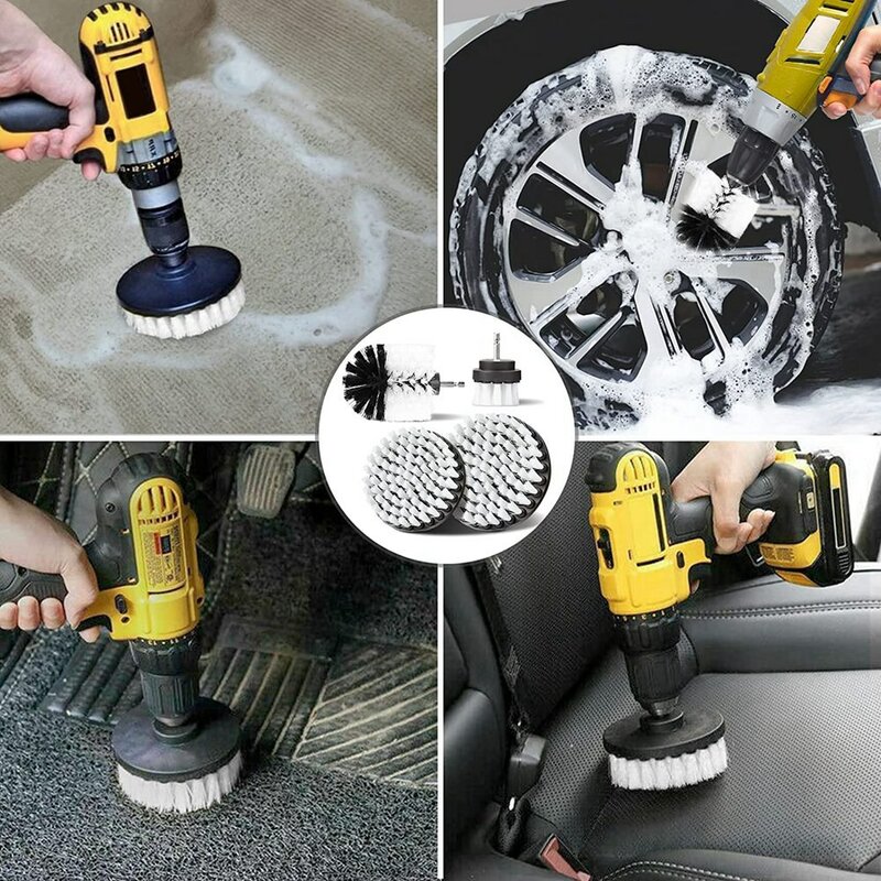 4Pcs Drill Cleaning Brush, 2/3.5/4/5Inch Rotary Cleaning Brush for Electric Drill Soft Bristle Carpet Cleaning Brush