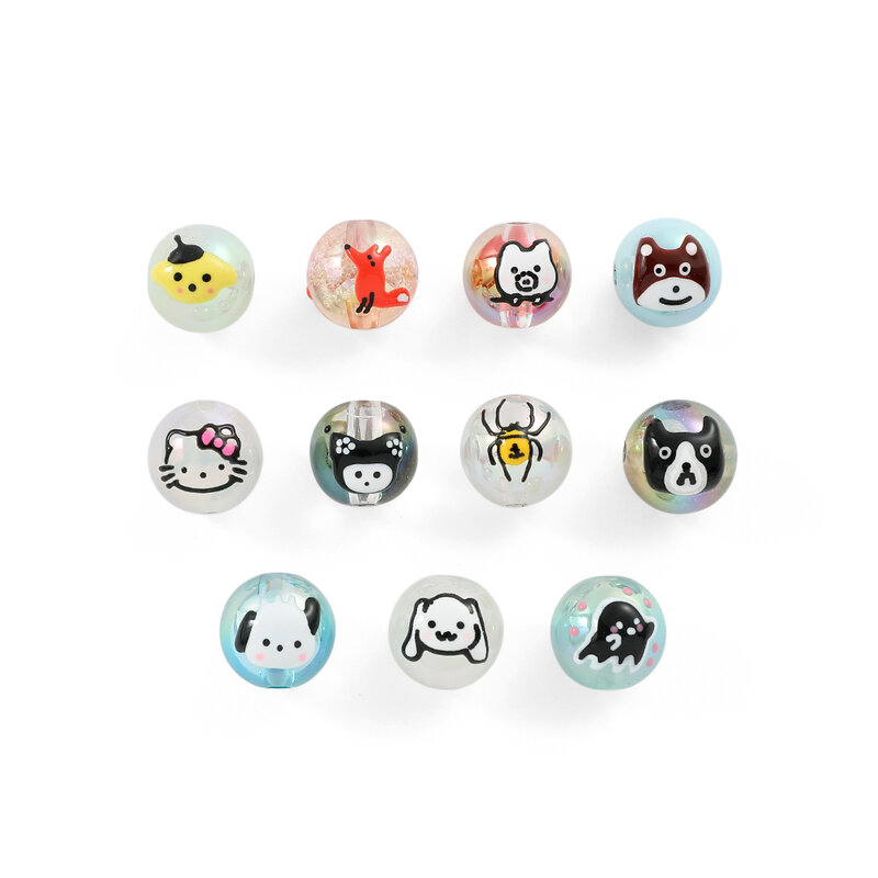 Sanrio-Cuentas de Hello Kitty Kuromi Cinnamoroll Pochacco para joyería artesanal, collar de pulsera hecho a mano, accesorios de cuentas de dibujos animados