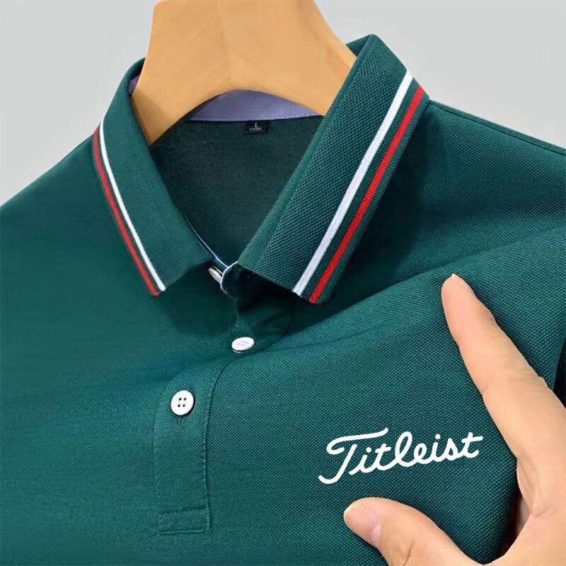 T-shirt imprimé à manches courtes pour hommes, polo d'affaires coréen, haut absorbant la transpiration, marque, été, 2024
