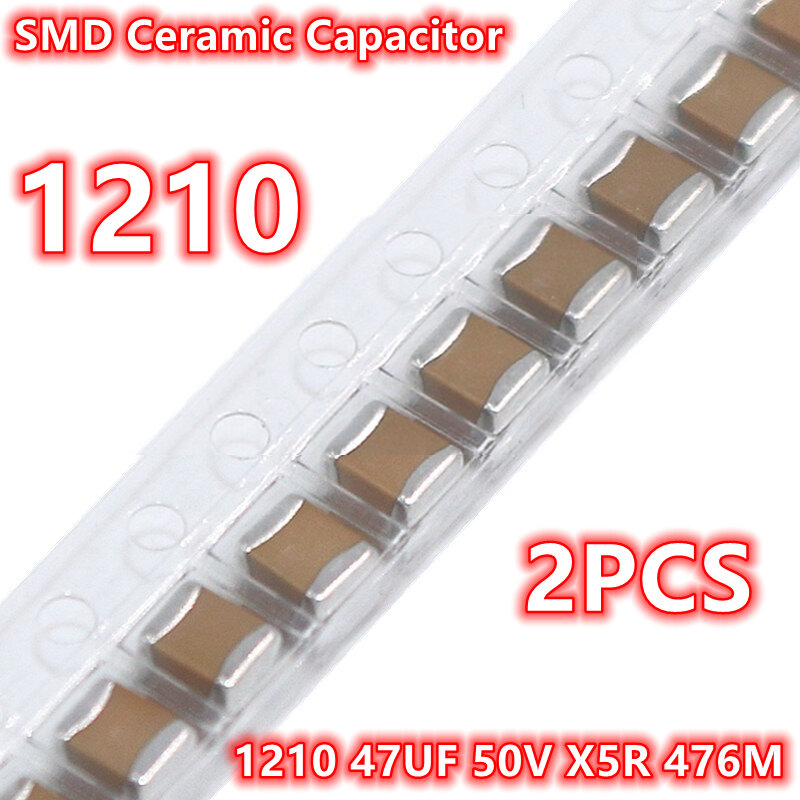 Capacitor cerâmico de SMD, original, 1210, 47UF, 50V, X5R, 476M, 3225, 12 PCes
