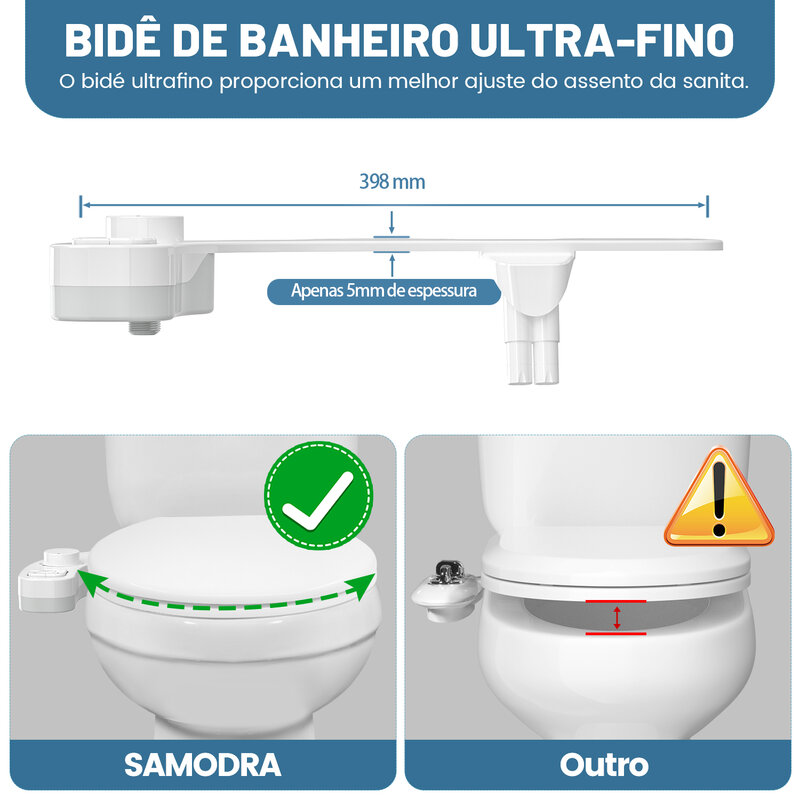 Bidé não elétrico SAMODRA - Bico duplo autolimpante (lavagem frontal e traseira) Bidé de água Acessório para assento sanitário