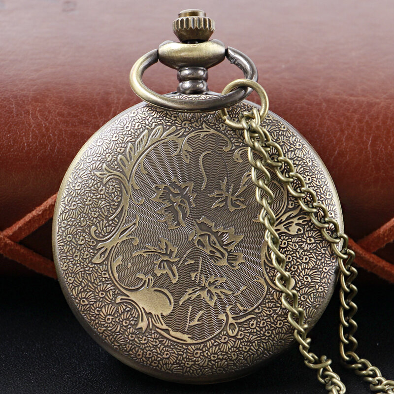 1913 Texas Saloon Western Denim 3D Embossed Quartz Pocket Watch Classic Vintage Fob Chain Necklace Accessories Clock Best Gift