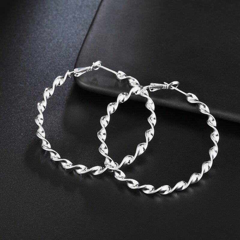 Женские серьги-кольца из серебра 925 пробы, 4,5 см