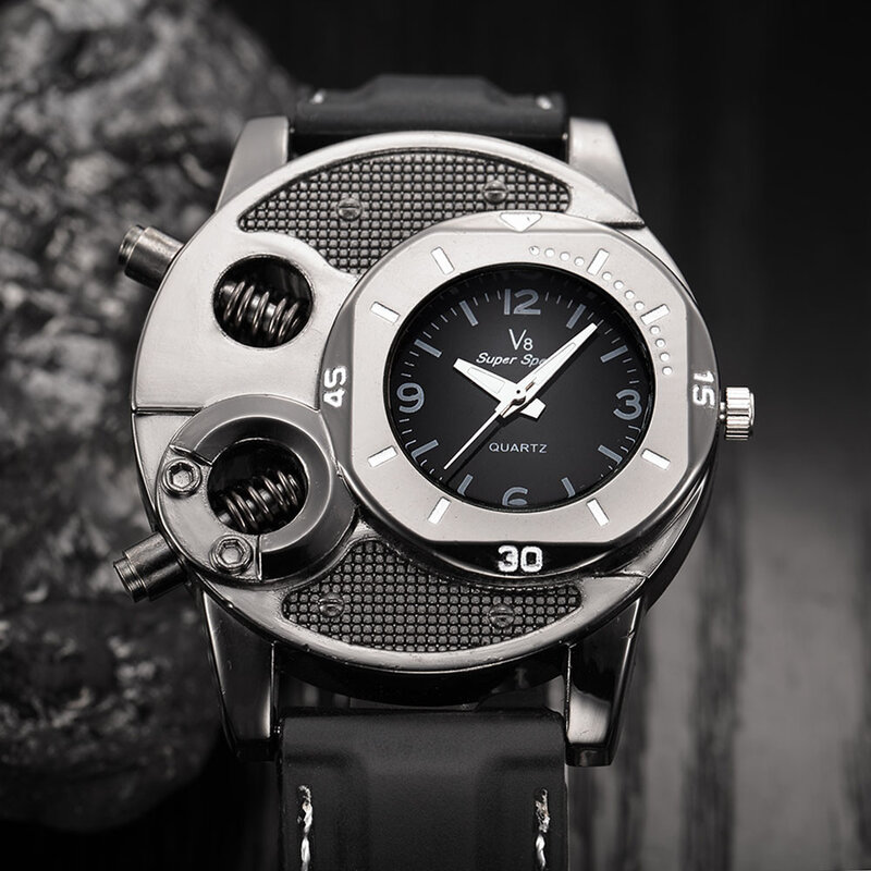Modny nowy Reloj Hombre De Lujo 1 szt. Męski cienki żel krzemionkowy dla studentów sportowy zegarek kwarcowy zegarek trzy oczy