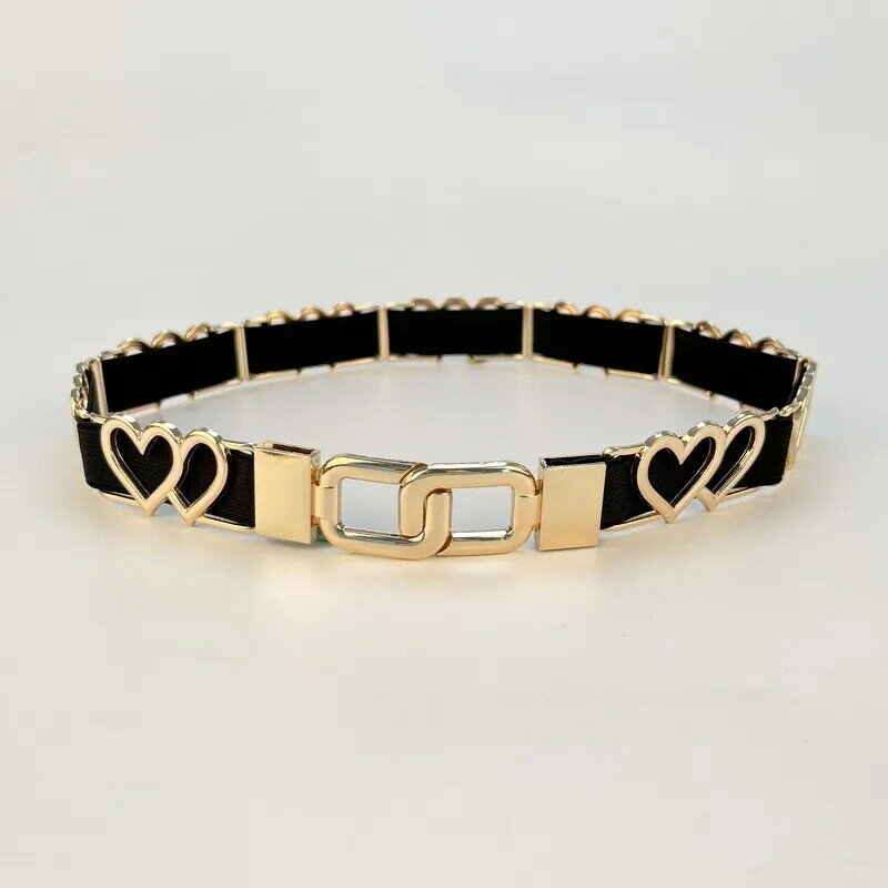 SISHION-cinturón elástico con forma de corazón y lazo para mujer, BH301, gótico, gótico, Punk, negro, dorado, pretina delgada para vestido