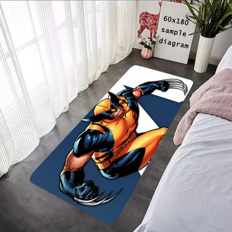W-Wolverine Floor Mat Graphic Printed Flannel Doormats for Bathroom Kitchen Entrance Carpet Home Decor