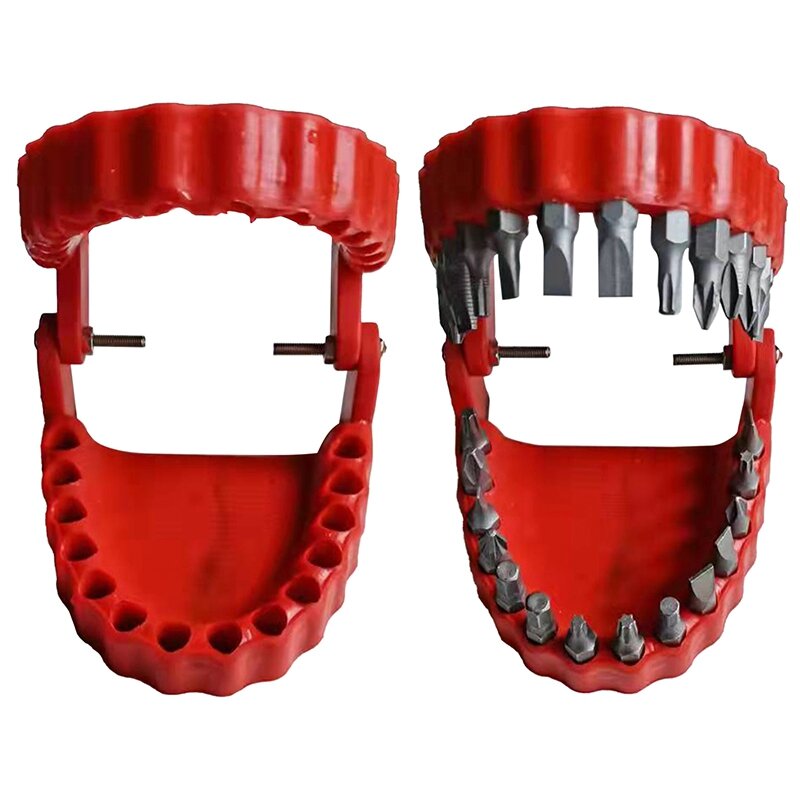 Soporte para broca de dentadura divertida, diseño de modelo de dientes, broca de destornillador con 28 brocas, se adapta a broca hexagonal de 1/4 pulgadas y adaptador de broca de accionamiento, herramientas