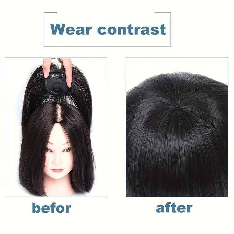 Topper z grzywką do włosów doczepiane włosy Fringe fałszywe peruki syntetyczna prosta treska dla kobiet na imprezę cosplay codziennego użytku