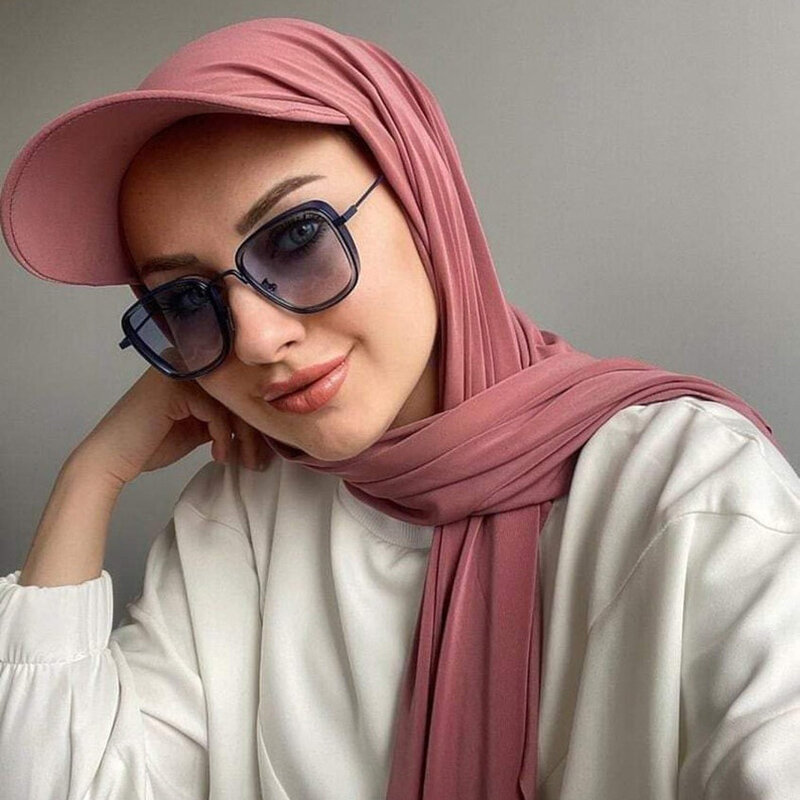 Nowy koszulkowy hidżab damski z baseball czapką letni czapka sportowa z chifonowymi hidżabami gotowy do natychmiastowego noszenia sportowych hidżabów z dżerseju