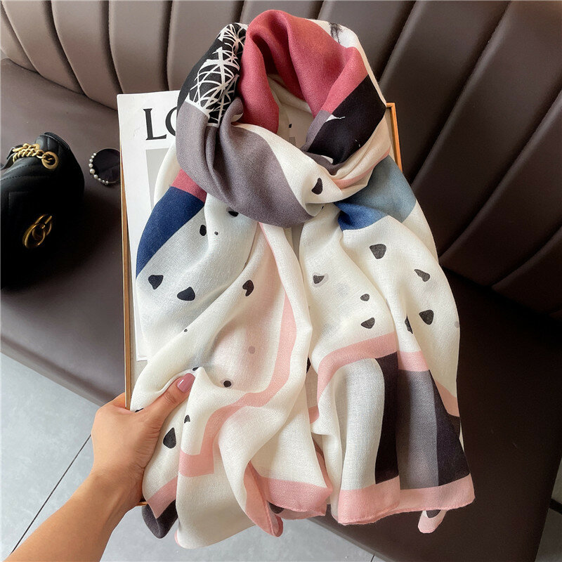 Модный весенне-осенний женский шарф 180 х90 см из хлопка и льна двойного назначения Универсальный тонкий зимний шелковый шарф длинный газовый шарф