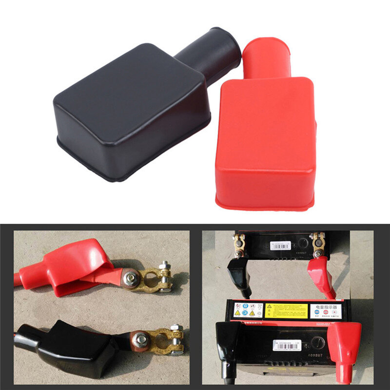 Cubierta aislante para batería de coche, cubierta de Terminal positiva negativa de PVC, color rojo y negro, 8x4x2cm, 2 piezas