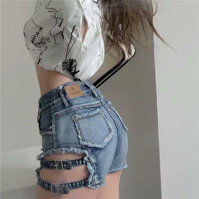 Amerikaanse Pure Wens Wind Denim Shorts Vrouwen Sexy Uitgehold Korte Jeans Koreaanse Mode Hoge Taille Slanke All Match Hotpants Nieuw