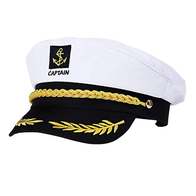 M2EA Chapeau De Marin Yacht Capitaine Chapeau de Capitaine Marin Costume Homme Marine Marine Chapeau Réglable Bateau Marine Chapeau pour Enfant Adulte Hommes Femmes