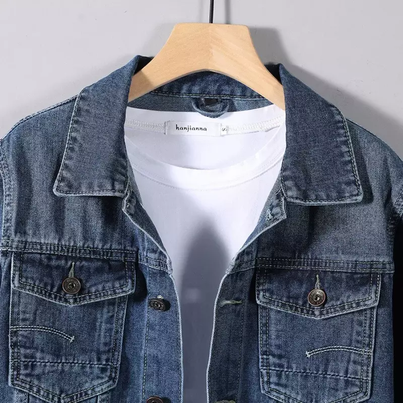 Jaqueta jeans casual masculina, blazer retrô, de peito único, moda masculina, roupas de casacos, jeans, primavera, outono, 2022