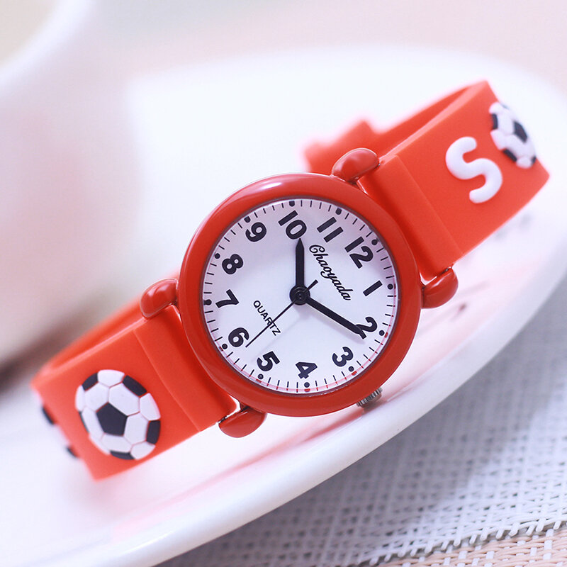Relojes de fútbol de moda para niños y niñas, relojes deportivos de silicona con correa suave de dibujos animados para estudiantes pequeños