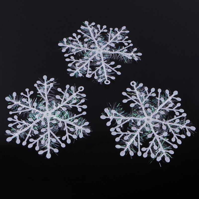 Adornos de copos de nieve blancos de 3 piezas, decoración para árbol de Navidad, Festival, envío directo