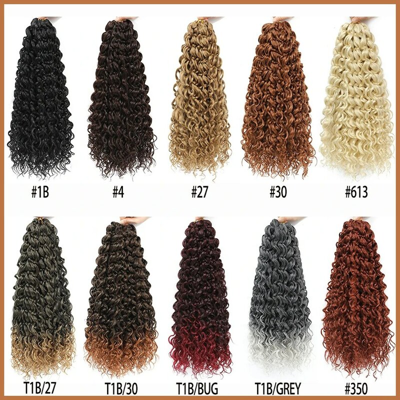 GoGo onda Crochet extensões de cabelo, Onda de água Crochet cabelo, Ombre sintético, Bohemian trança, onda profunda trança, 18"