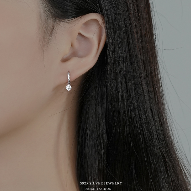 Boucles d'oreilles créoles en argent regardé 925 pour femmes, boucles d'oreilles élégantes Huggie Zfolds, boucles d'oreilles pendantes, bijoux tendance et fins, 2022