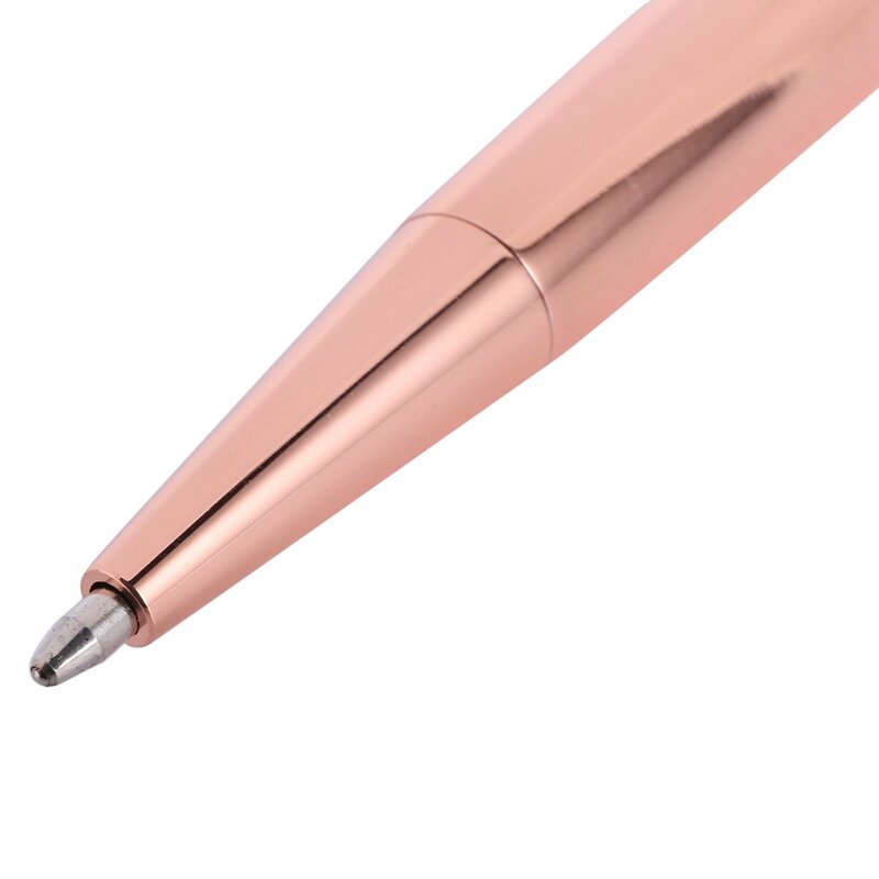 Bolígrafo de punta de bola de cristal ostentoso, bolígrafo de tinta negra con 9 recargas adicionales, oro rosa, paquete de 9