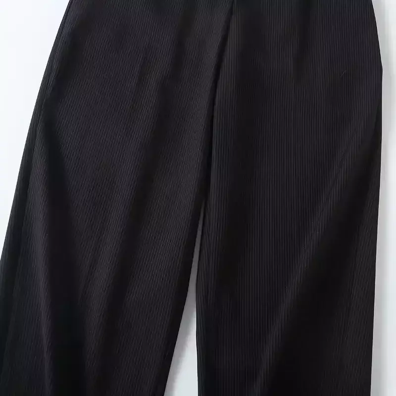 Women's 2023 Fashion Office Leisure Commuting Joker Side Pocket Pinstripe Straight Pants Retro Zipper Pants Mujer