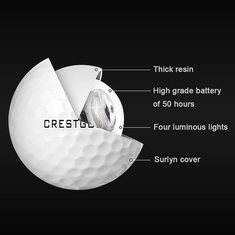 暗闇で6個が光る発光LEDゴルフボール4つの内蔵ライト夜間練習用ゴルファー用ギフト