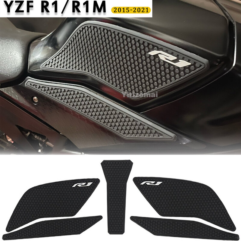 Аксессуары для мотоциклов Yamaha YZF R1 R1M YZFR1 2015 -2021 2020, боковые прокладки для топливного бака, защитные наклейки, наколенник, Тяговая подушка