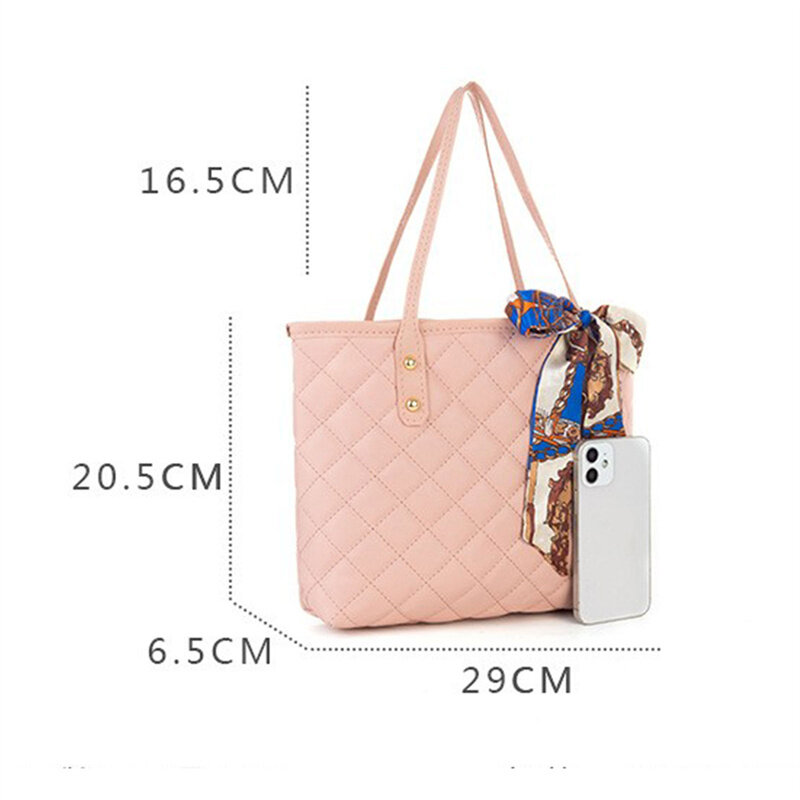 Large Capacity Women Shoulder Bag Fashion Rhombic Embroidery Handbags Casual Tote Bags