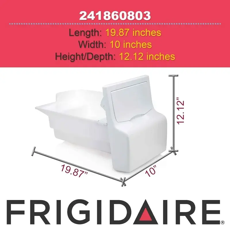 Wadah es perakit 241860803 asli Frigidaire untuk kulkas, 19.62x10x12 inci