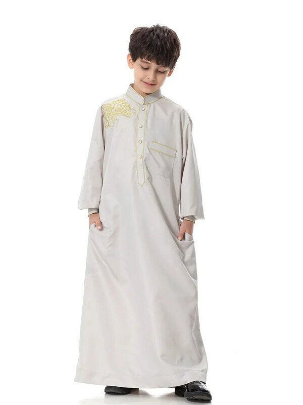 Vestido longo turco muçulmano infantil, Abaya infantil, Jubba Thobe Kimono, Boy Thawb Caftan, Vestuário islâmico, Dubai, Árabe