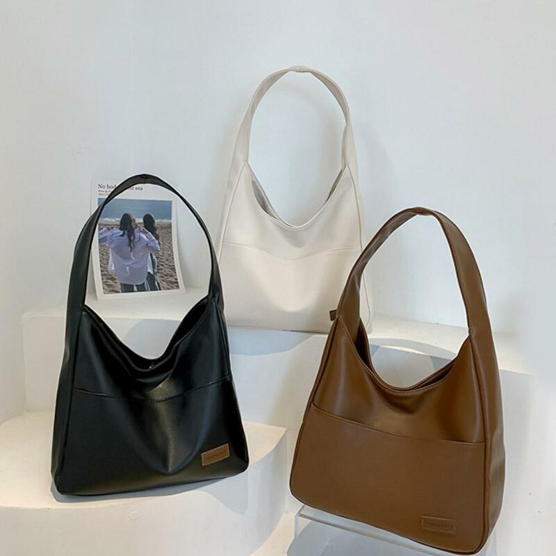 Bolsa de ombro minimalista em couro PU feminina, bolsa sólida, crossbody, trabalho, todos os fósforos, 3 cores