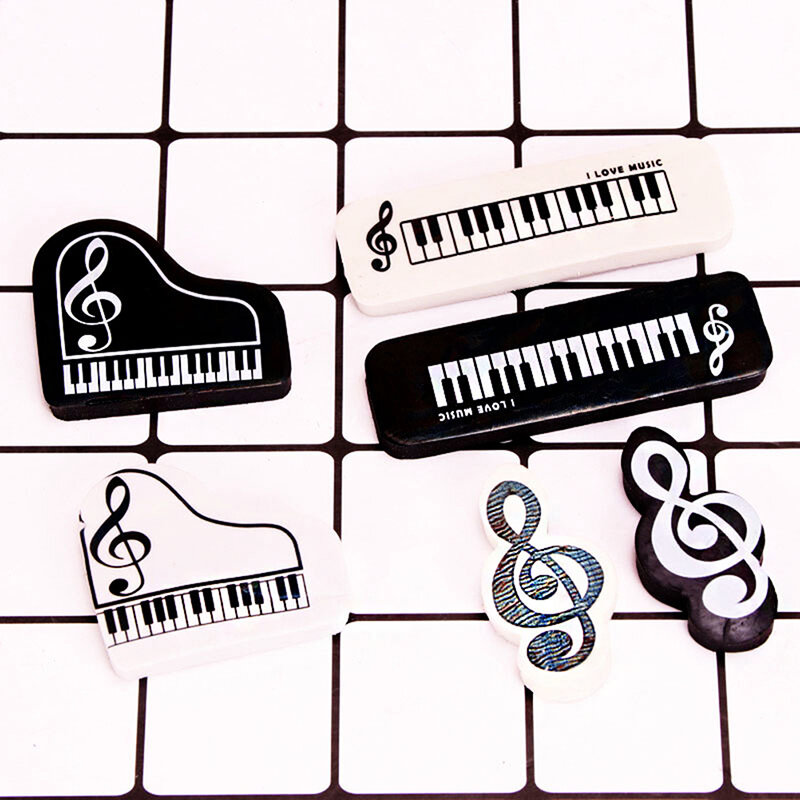 ยางลบดินสอยางลายเปียโนสุดสร้างสรรค์3ชิ้น/เซ็ตเครื่องเขียนสำหรับนักเรียนอุปกรณ์แก้ไขของขวัญสำหรับเด็ก