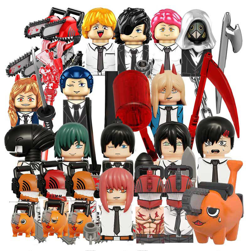 KF6180 Chainsaw Man Anime Denji Pochita Power Electric Times Beam Tolka Anjo Building Blocks Mini-Figuras Brinquedos para crianças KT1067