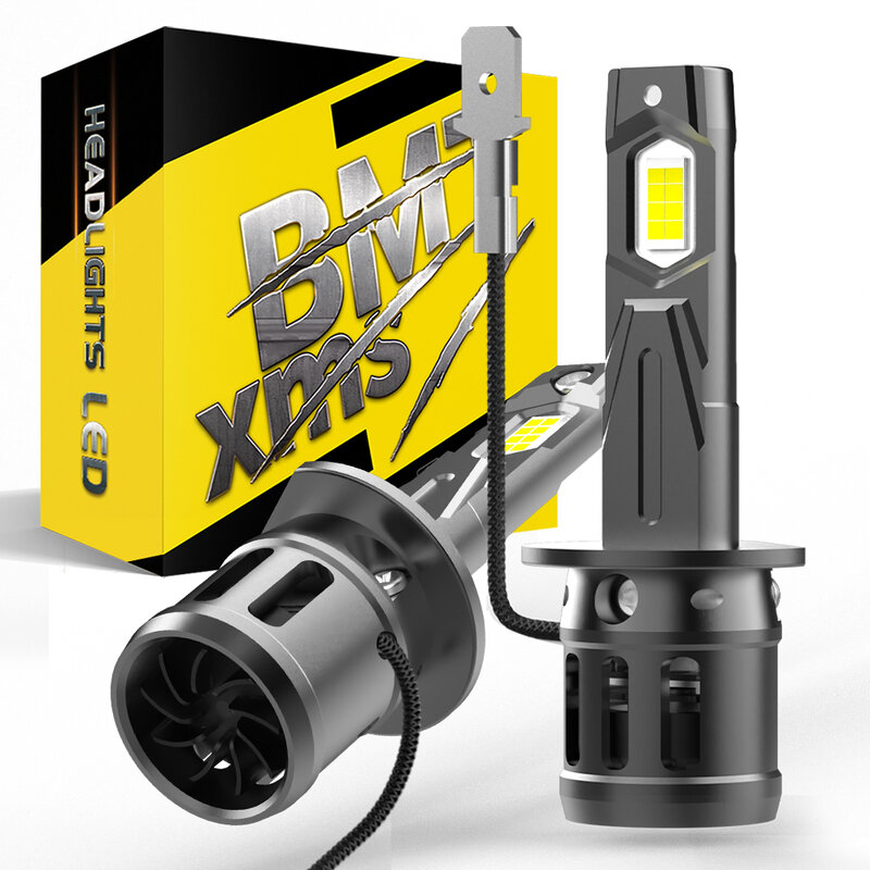 BMTxms-H1 LED عالية الطاقة المصباح مع مروحة ، Canbus H1 المصابيح ، مصباح للسيارة ، أبيض ، 12 فولت ، 2 قطعة ، 20000LM ، 6500K