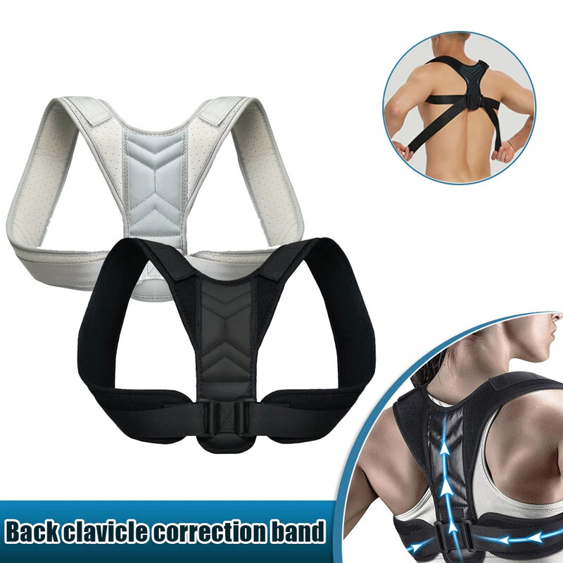 Sabuk korektor postur punggung pria dan wanita, peralatan latihan penyangga leher dapat disesuaikan, korektor postur punggung dan pembentuk bahu Postura pria dan wanita