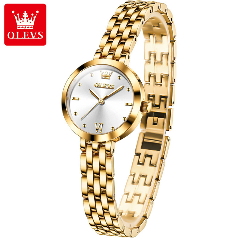 OLEVS-Relógio de quartzo com mostrador redondo, aço inoxidável, pulseira, 9992