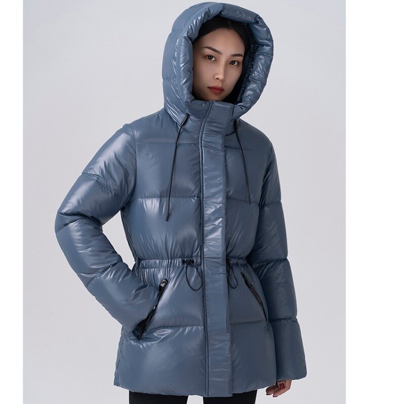 Jaket bertudung tebal 90 angsa ke bawah untuk wanita jaket pendek gaya musim gugur dan musim dingin baru