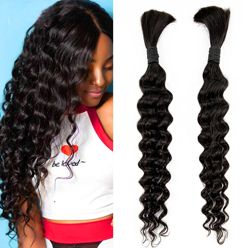300g Human Hair Bulk Deep Wave for Braiding Deep Curly 16-28inches Remy Hair Extensions Virgin 100% Cabelo humano