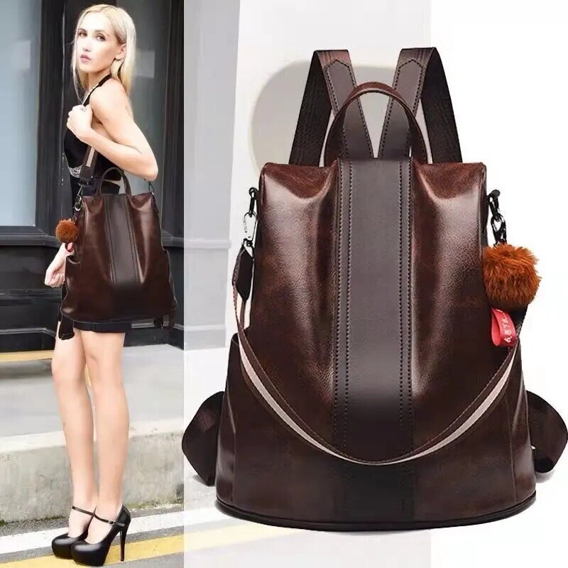New Pu Soft Women's Backpack Fashion Leather Messenger Female Tote Shoulder Bag Handbag Woman Y2k Bolsas Casual Clutche Classic
