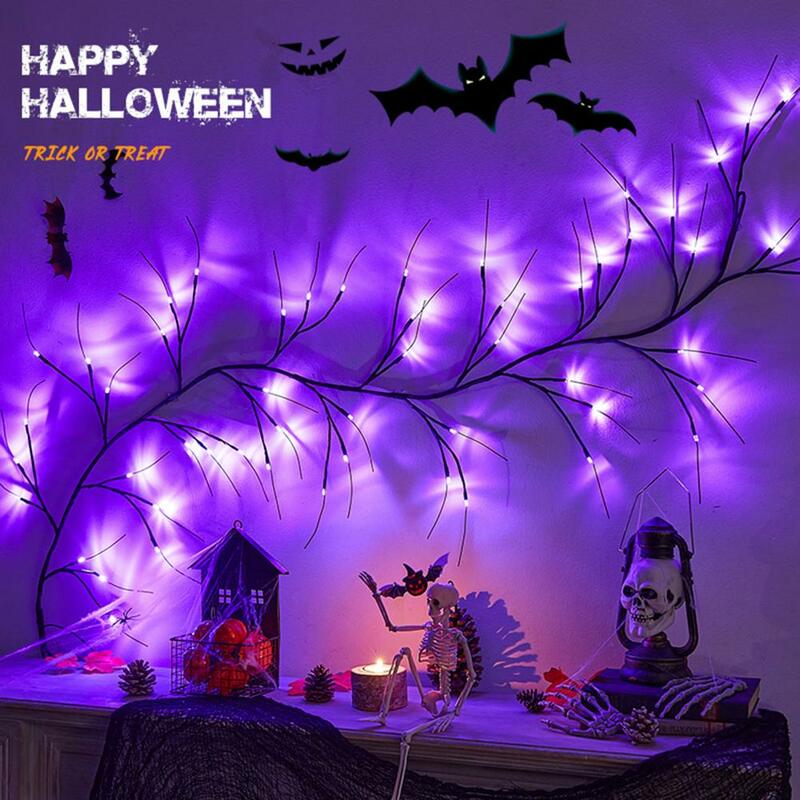 Luz de Halloween con pilas, lámpara LED impermeable, múltiples modos de iluminación, ramita de vid de sauce, accesorio de fotografía, decoración de pared