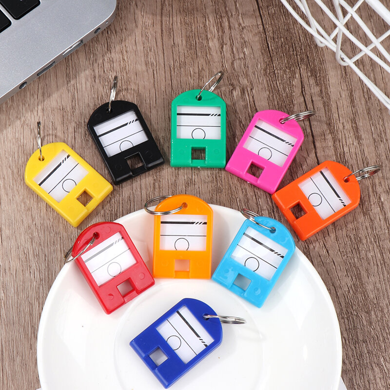 10Pcs Plastic Luggage Tags Name Baggage Keychain Key Tags Ring Label Numbered Key Chains Key Rings for School Home Office
