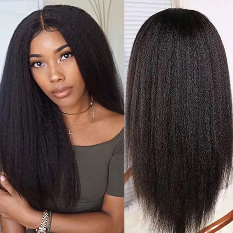 Winshair Kinky Straight Human Hair Wigs Brazilian Remy HD Lace Wig 13x6 Human Hair For Women PrePlucked 13x4 Lace Front Wig 220%
