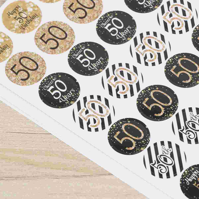 Etiquetas de piezas para decoración de 50 cumpleaños, calcomanías adhesivas para regalo, dulces, 216