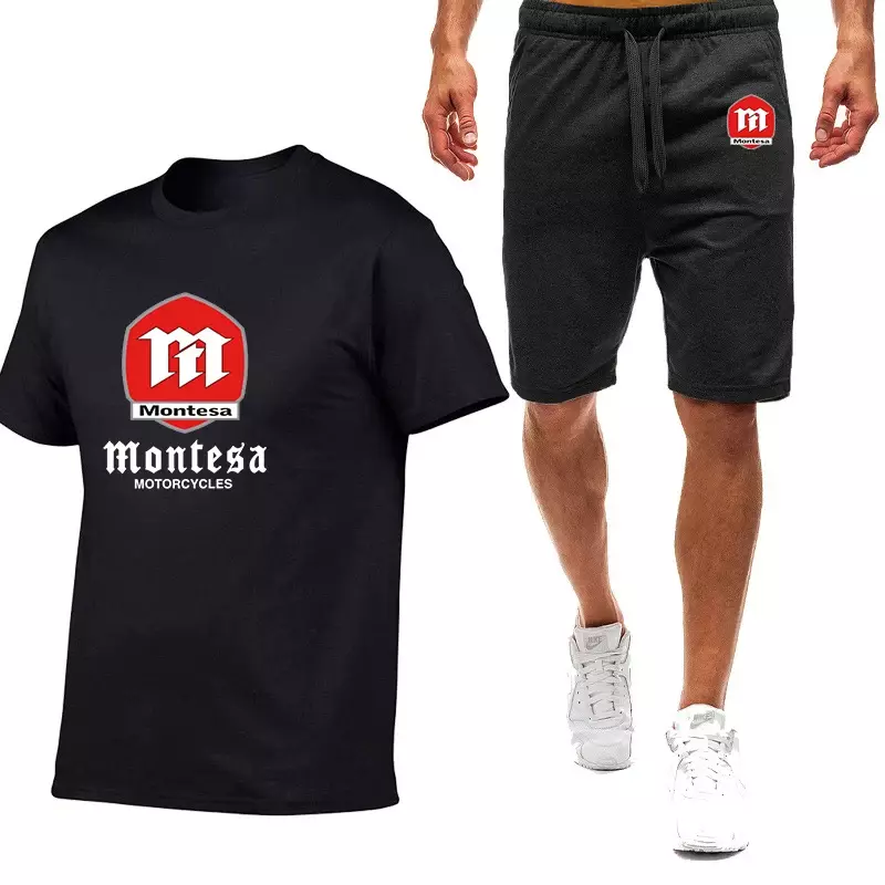 2023 letni nowy męski motocykl Montesa wysokiej jakości dziewięciokolorowy t-shirt z krótkim rękawem prosty, modny, modny garnitur