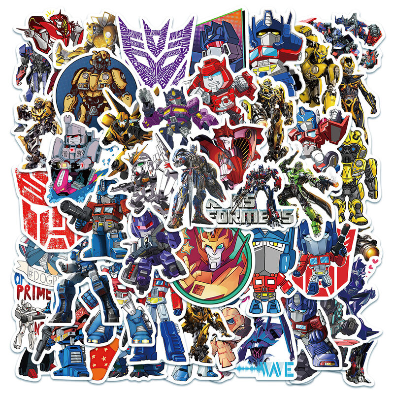 50Pcs Autobot Transformers Stickers Motorcycle Car Skateboard Laptop Luggage Bike Waterproof Sticker Decals for Kids Toys