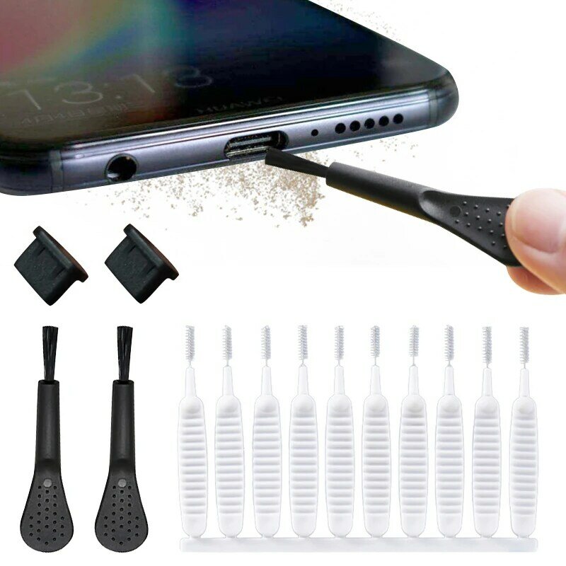 Puerto de carga de teléfono móvil, Kit de limpiador de eliminación de polvo para IPhone, Samsung, Xiaomi, cepillo de limpieza Universal a prueba de polvo
