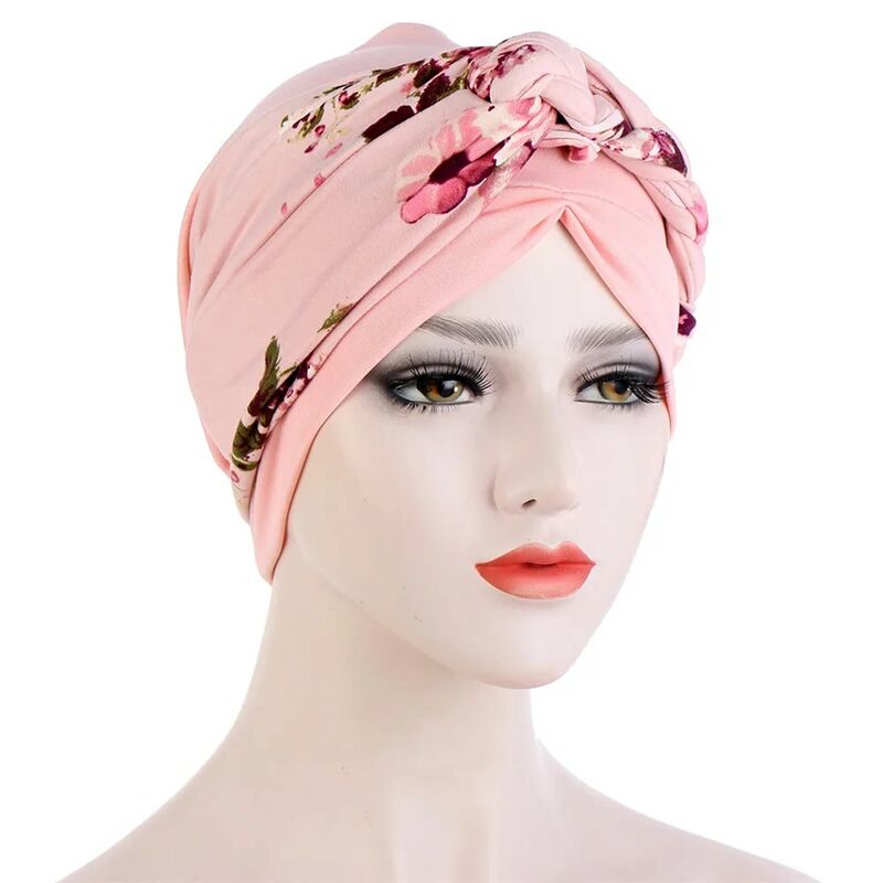 Hijab impresso para mulheres muçulmanas, Chemo Cap indiano, Gorros islâmicos, Headwear islâmico, Bonnet árabe, Tranças Cancer Hair Loss Cover